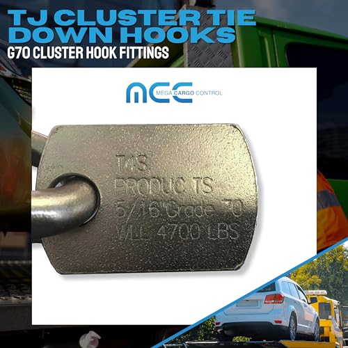 Image of Mega Cargo Control 5 /16 inch G70 TJ Cluster Hook w /Link | Towing Hooks for Tow Truck, Heavy Duty Wrecker Hauler, Hauler Trailer (4 - Pack)