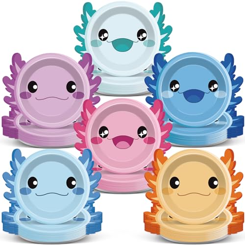 60Pcs Axolotl Shaped Birthday Party Decorations Reptile Animals 7...