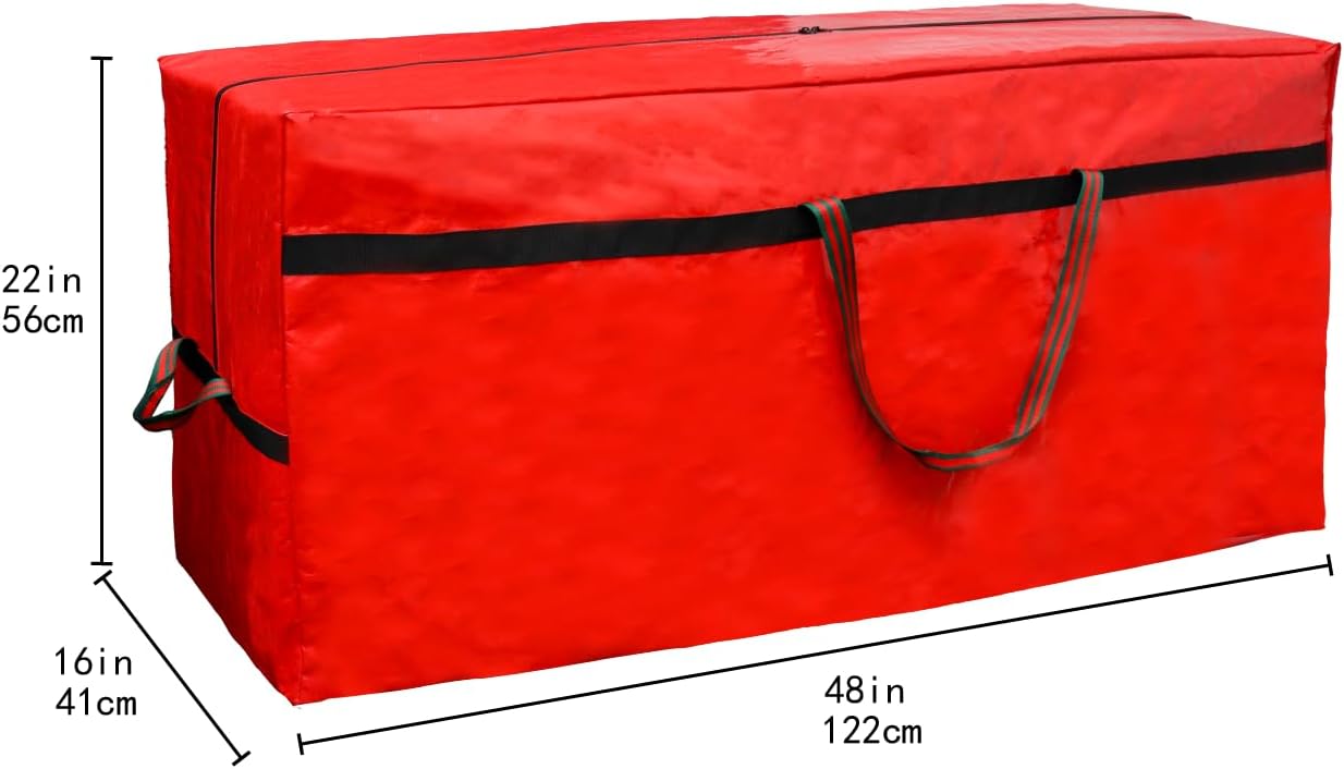 Heavy Duty Waterproof Christmas Tree Storage Bag- 7.5FT/6FT Waterproof Tearproof with 4 Handles Easy to Transport- Red 2 Pack