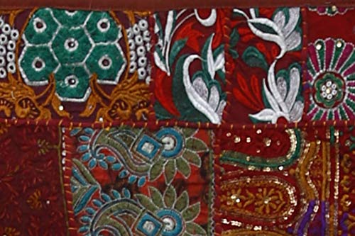 Cenefa para ventana hippie y colgante de pared con patchwork bordado indio 3