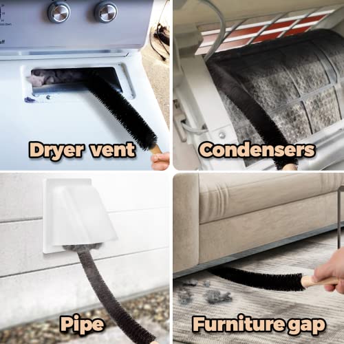 Image of Holikme Dryer Vent Cleaner Kit 8 Pack - Household Cleaning Supplies,Long Flexible Refrigerator Coil Brush Radiator Brush,Dryer Lint Brush Home Essentials for Lint Trap Dust Vacuum Brush