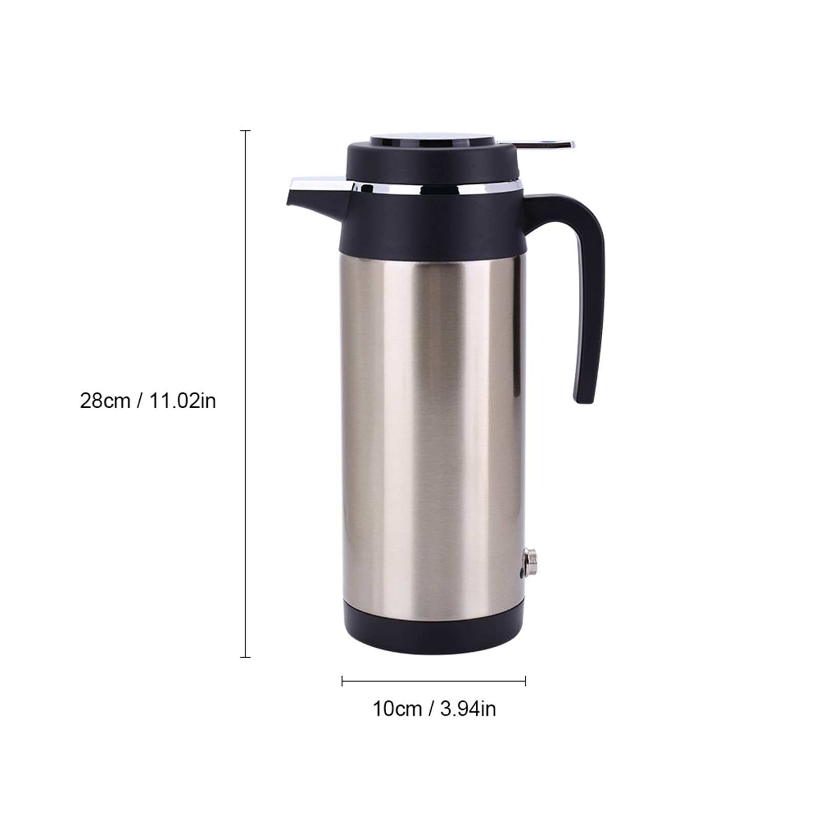 Eujgoov Auto-Wasserkocher, Warmwasserbereiter, 24 V, Edelstahl, 850 Ml, mit Automatischer Abschaltung, Schnelle Erwärmung, Isolierter Griff für LKW-Reisen, Tee, Kaffee, Babymilch