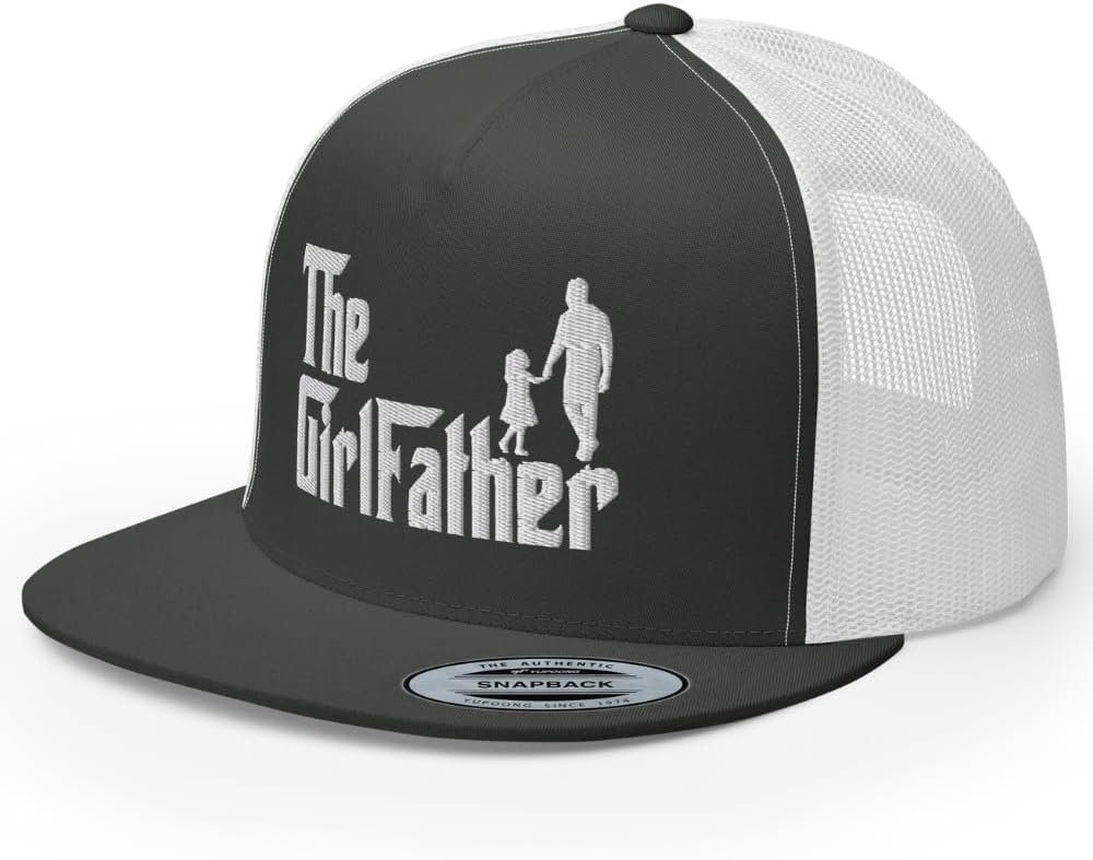 NG The Girl Father Embroidered Flat Bill Trucker Hat High Crown Adjustable Cap Best Father Gift