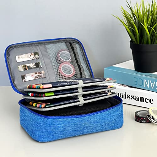 Image of allydrew Large Capacity 72 Slot Pencil Case for Colored Pencils, Stationery Pouch, Blue
