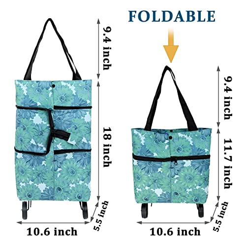 Andiker Faltbarer Einkaufstrolley, Oxford-Gewebe, flexible Einkaufstasche mit faltbaren Rädern, um Kraft zu sparen… – Bild 3