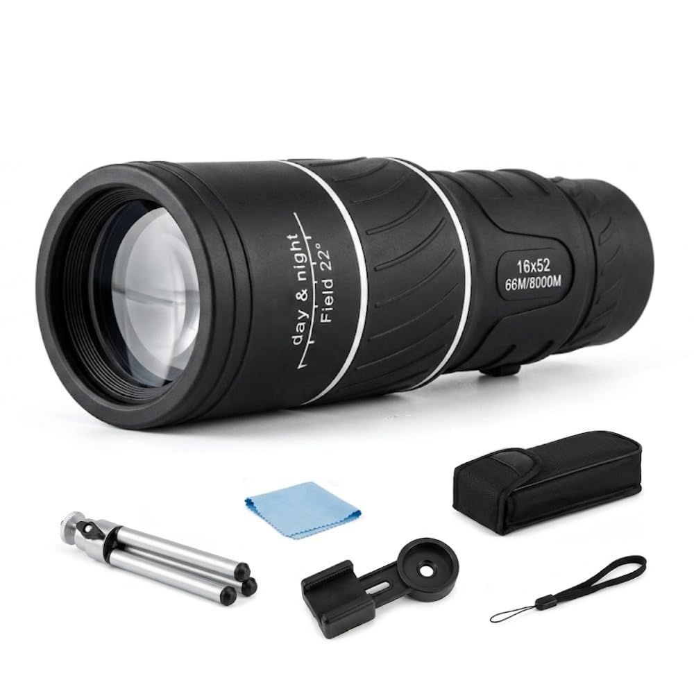 Monoculaire Puissant 8x40 Compact HD avec Double Mise au Point, Mini Trépied et Adaptateur Smartphone, Télescope Monoculaire pour Observation Oiseaux, Randonnée, Voyage et Nature