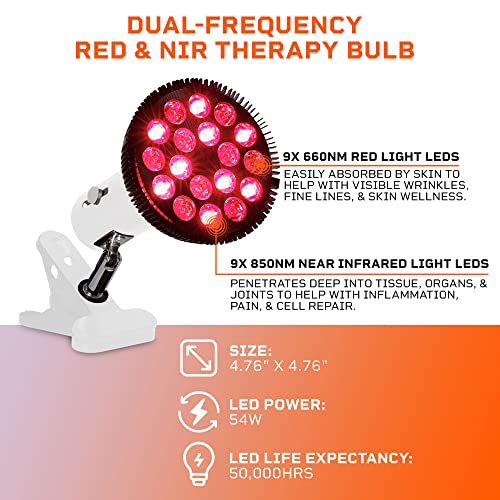 Infraglow Nir & Red Light Therapy Lamp - Infrared Red Light Therapy Bulb With 18 Leds & Clip-On Lamp - At-Home Red Light Therapy For Body, Chronic Pain Relief, Skin Wellness, & Recovery Accelaration #TOP3