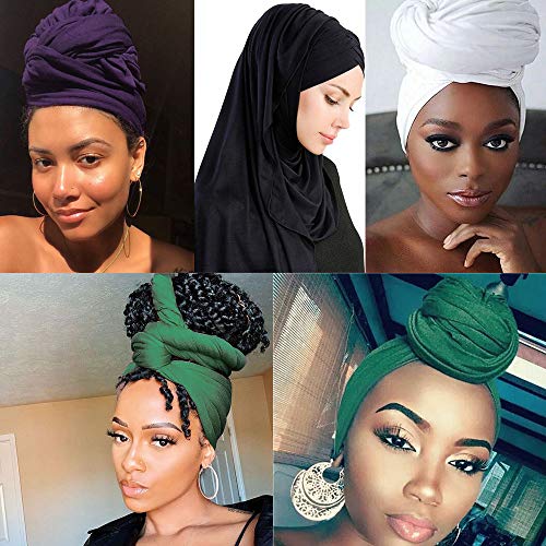 image for YMHPRIDE 4 Pieces Stretch Jersey Turban Head Wrap Knit Headwraps Urban