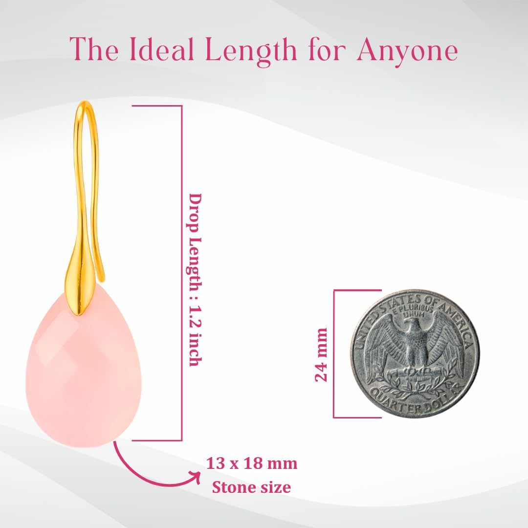 Gempires Gemstone Drop Dangle Earrings for women – Hypoallergenic Earrings with Labradorite, Tiger Eye, Rainbow Moonstone, Amazonite, Green Onyx, Amethyst, Rose Quartz, Aquamarine, Prehnite - Image 6