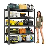 40' W 5-Tier Garage Storage Shelves, Adjustable Heavy Duty Metal Shelving Unit, Industrial Open Storage Shelf 2-in-1 Organizer Rack for Warehouse, Basement, Garage, Pantry (71' H x 40' W x 16' D)