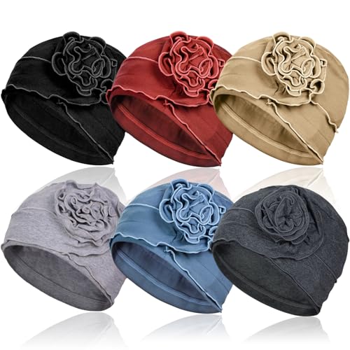 AIPESL 6 Pieces Cotton Chemo Turban Headwear, Soft Cancer Headwear Elastic Chemo Hats for Women with Hair Loss