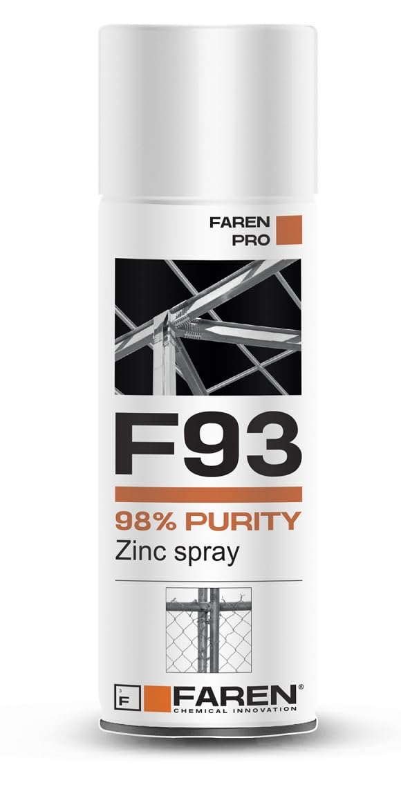 FAREN F93 Zinkspray Reinheit 98%, Kaltverzinkung, Korrosionsschutz, Rostschutz, verleiht einen hellen hellen Farbton, besonders geeignet für die Ausbesserung von geschweißten und oxidierten Teilen,