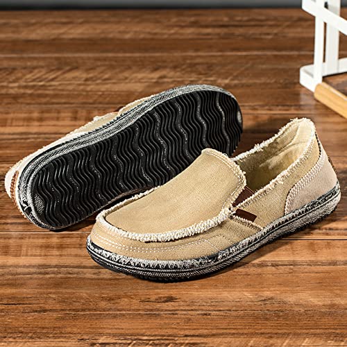Men's Canvas Slip on Loafers Lightweight Breathable Cloth Shoes Vintage Boat Shoes Casual Flat Loafer Outdoor Walking Sneakers4
