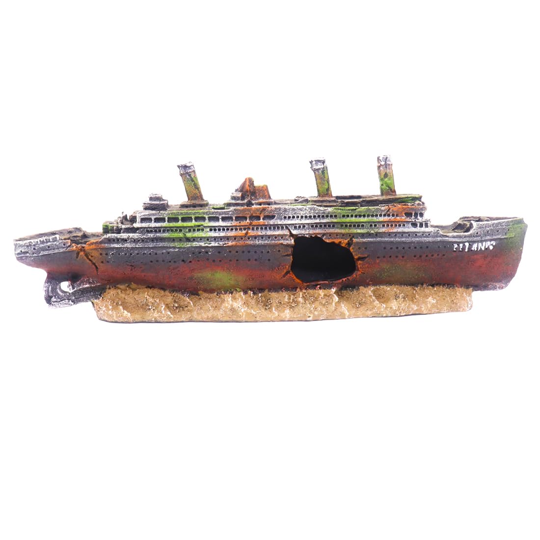 Ulifery Colorful Titanic Aquarium Boat Shipwreck Sunken Pirate Ship Resin Fish Tank Decorations Aircraft Carrier For Betta, Middle Size