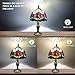 MIAOKE Stained Glass Table Lamp,Stained Glass Crystal Bead Style Table Light, Handmade Desk Bedside Night Light, Antique Art Craft Gifts Lover Living Room Bedroom Bookcase (Red Tulips)