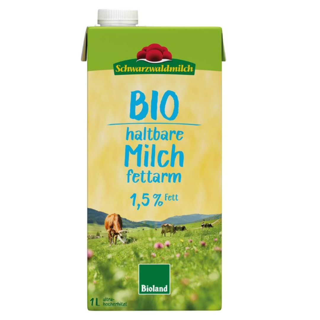 Schwarzwaldmilch Bioland H-Milch 1,5% Fett – Fettarme Bio H-Milch, haltbar, 12 x 1L – regionale Qualität aus dem Schwarzwald | powered by Fuduu.de
