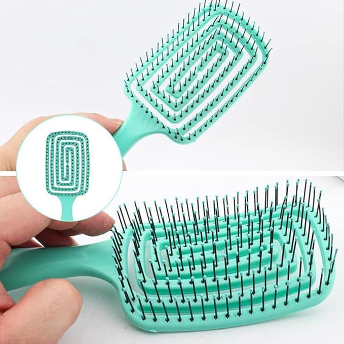 SwissHome 1Pcs Professional Styling Curved Vented Hair Brush - Faster Blow Drying and Paddle Detangling for Women and Men, Ideal for Wet or Dry Curly, Thick, and Straight Hair (GREEN) 3
