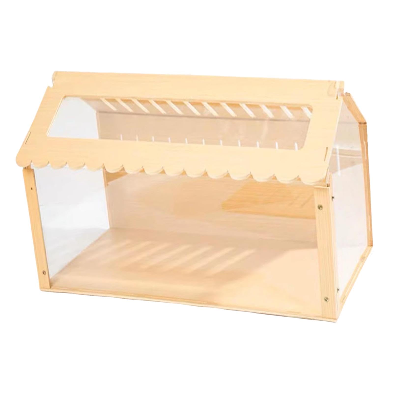 Casa Hamster de Madera Refugio Natural Nido de Ejercicio Juguete Decorativo con Escalera Ventilada Fácil de Montar Adecuada para Hámster Erizo Ratón C, 60x32x38CM