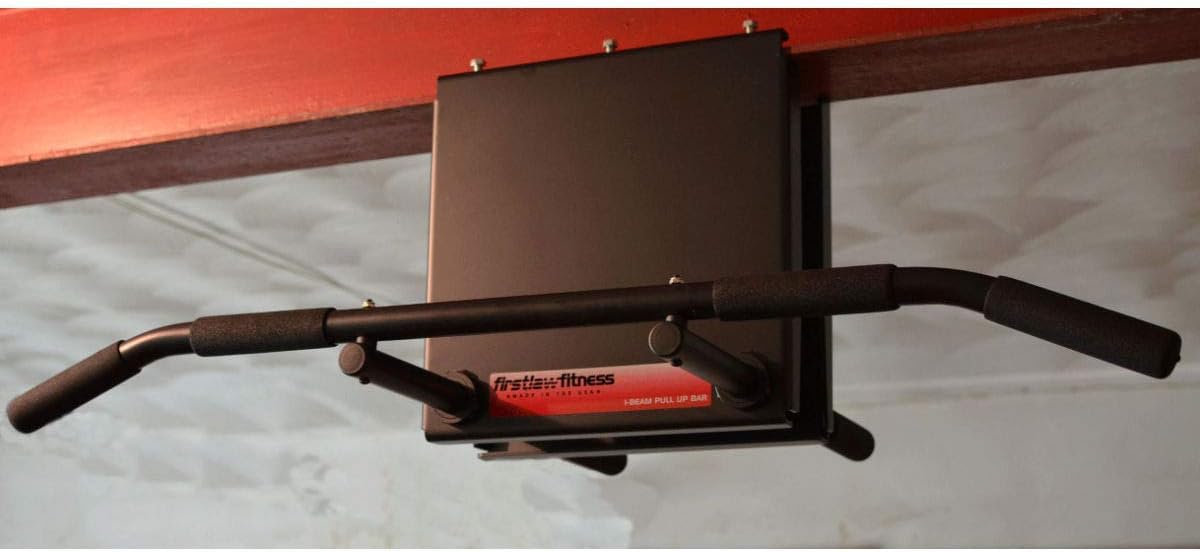 Firstlaw Fitness - 600 LBS Weight Limit - 12" Extended I-Beam Pull Up Bar - Long Bar with Bent Ends - Durable Rubber Grips - Red Label - Made in The USA!