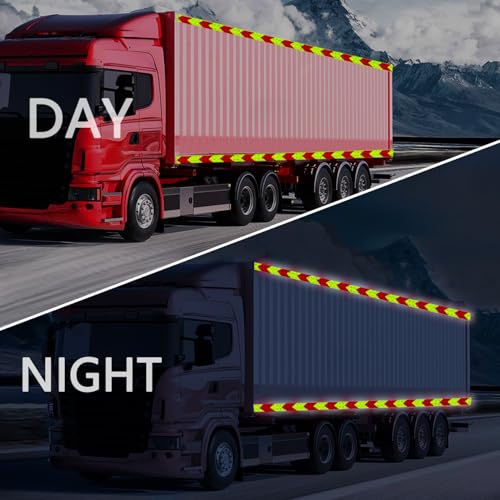 Image of Reflective Tape Outdoor Waterproof, 2 inch x 40 FT Red & Fluorescent Green, High-Adhesive Arrow DOT-C2 Reflective Stickers for Hazard Warning Safety Conspicuity on Trailers Trucks