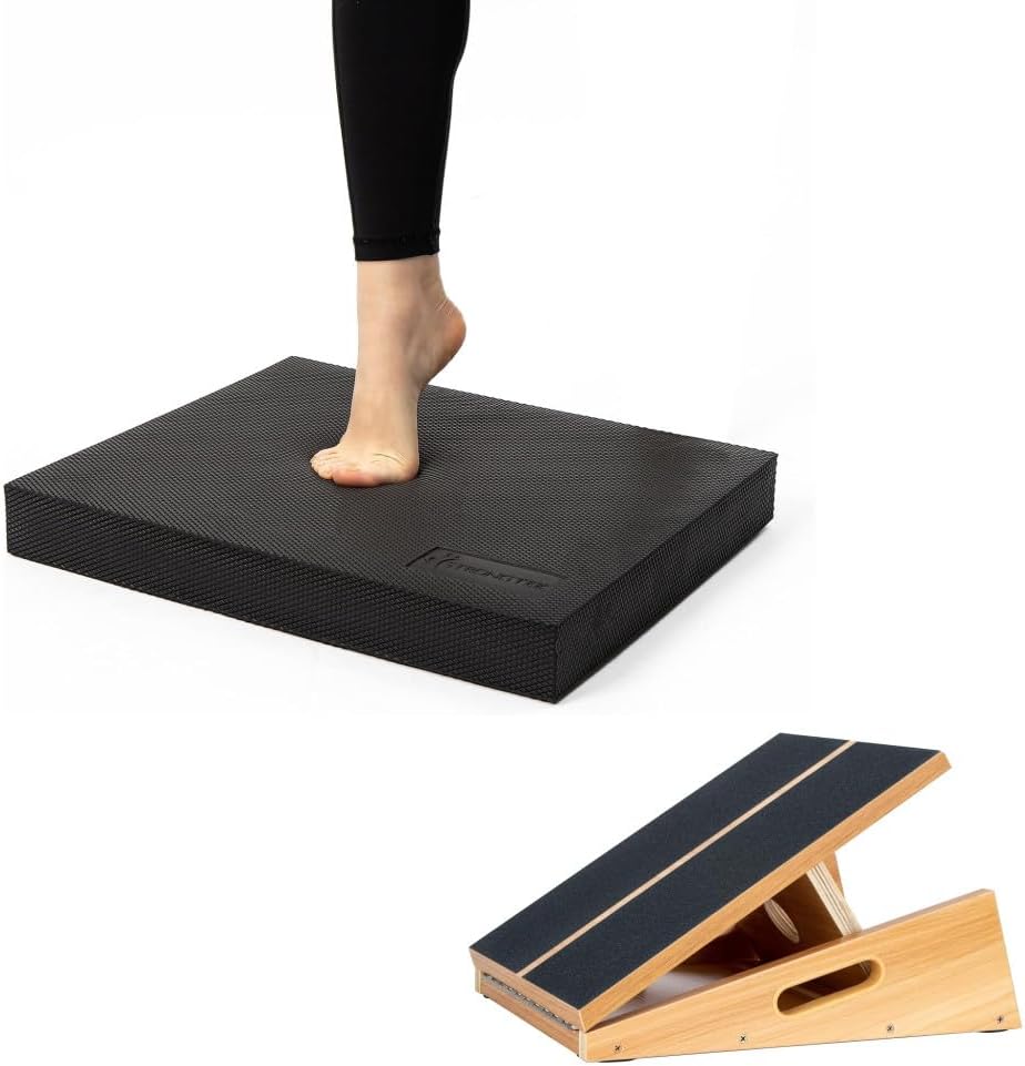 strongtek slant board & balance pad set – stability & mobility training combo