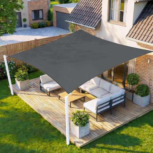 HENG FENG Toldo Vela de Sombra Rectangular 2.5x3m, PES 160 g/m² Impermeable, 95% Bloqueo UV, para Exterior en Terraza, Jardín, Patio   Incluye Cuerda de Fijación   Antracita