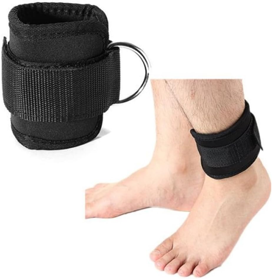 Miniatura 2 de BESPORTBLE Juego de 2 pesas de tobillo para muñeca, hebilla de anillo en D, entrenamiento de piernas con peso para piscina o gimnasio, color negro