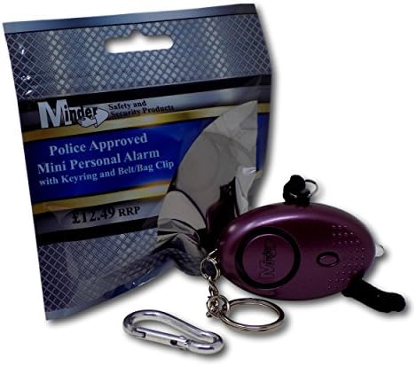 Minder® 140db Police Approved Mini Minder Loud Personal Staff Panic Rape Attack Safety Security Alarm Keyring w/Torch - Secured by Design Approved (Police Preferred Specification) (Purple)