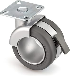 Richelieu Hardware 307145100 Office Furniture Design Swivel Caster with Brake, 2-11/16 in (68 mm) Wheel Diameter, Metalic Matte Gray