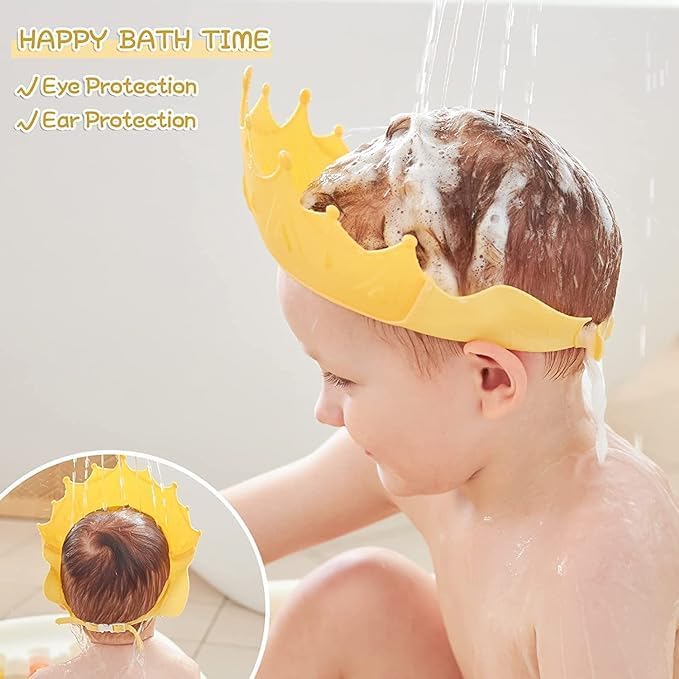 VENEXA Baby Shower Cap, Bath Visor hat for Eye and Ear wash Protection Waterproof Shampoo hat for Children Toddler Girls Boys, Adjustable Silicone Bathing Crown (Multicolor) (King Baby Cap) 4