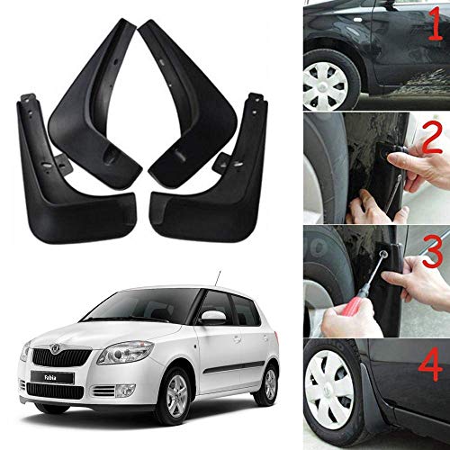 Image of Oshotto (O.E.M Fitting Cup Type) Mud Flap /Splash Guard Compatible with Skoda Fabia (Set of 4)