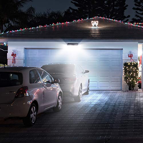 LITOM Solar Motion Sensor Light, Large Size 122 LED Solar Lights with Front Button, Indicator Lights, 3 Modes and IP67 Waterproof Rating for Door, Garden, Deck, Porch- 4 Pack