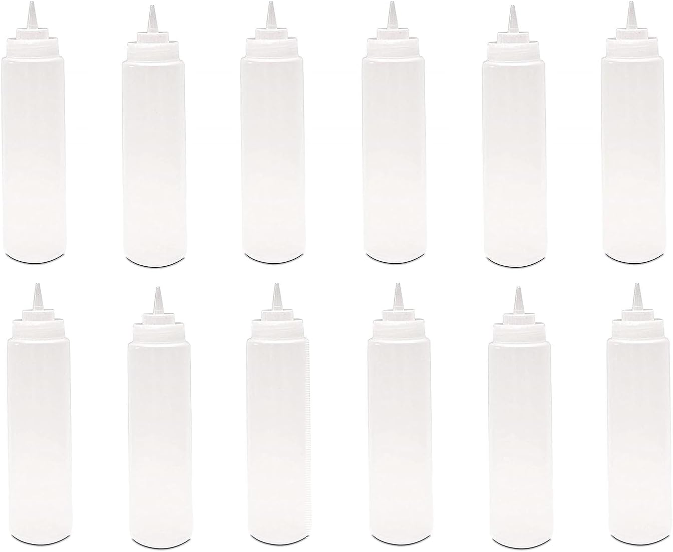 Clear Plastic Squeeze Bottle for Ketchup, BBQ Sauce, Condiments, Syrup, Mustard, Mayo, Hot Sauce, Olive Oil, Commercial and Industrial Use (Pack of 12, 1000 ml)