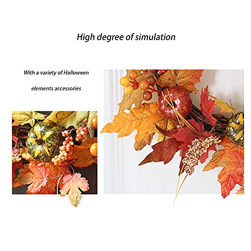 Couronne d'automne feuilles d'érable et citrouilles décoratives - 2