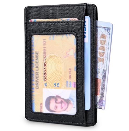 Image of Travelambo Slim Wallet Front Pocket Minimalist Leather RFID Blocking Medium Size