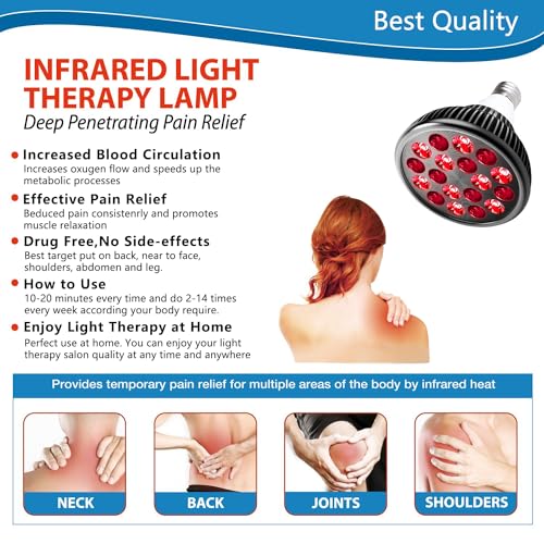 Image of wolezek Red Light Therapy Bulb, 660nm Red and 850nm Near Infrared LED | 18 LEDs with 60 Beam Angle, Standard E26 Base, Aluminum Housing, for Face & Body Care at Home