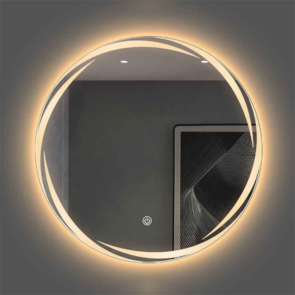 PhAsz Large LED Wall Mount Mirror Dimmable Bathroom Vanity Mirror Tempered Glass Smart Bedroom Mirror for Bedroom Living