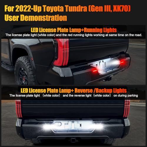 Image of R&F Auto LED License Plate Lamps 3 in 1 tag lights for 2022-2026 T'oyota Tundra (Gen III, XK70), License Plate Lamp and Reverse /Back up /Running Lights' function included