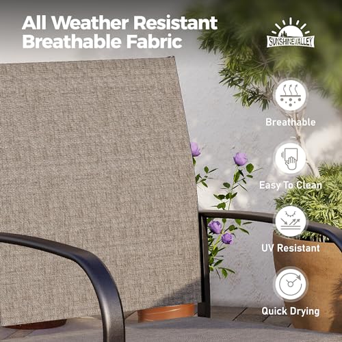 5pc Patio Dining Set for 4, Outdoor 42" Round Metal Table & 4…