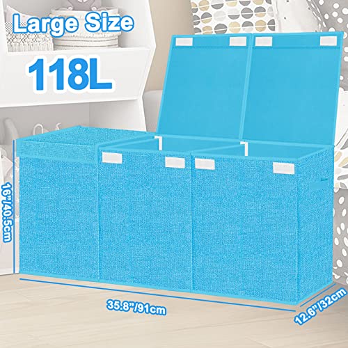 Jaysdayly Toy Box For Boys Extra Large,Collapsible Toy Chest Storage Organizer With Removable Lids,Toy Boxes Baskets For Kids Adjustable Space With Dividers,35.8 * 16 * 12.6 Inches Blue #TOP2