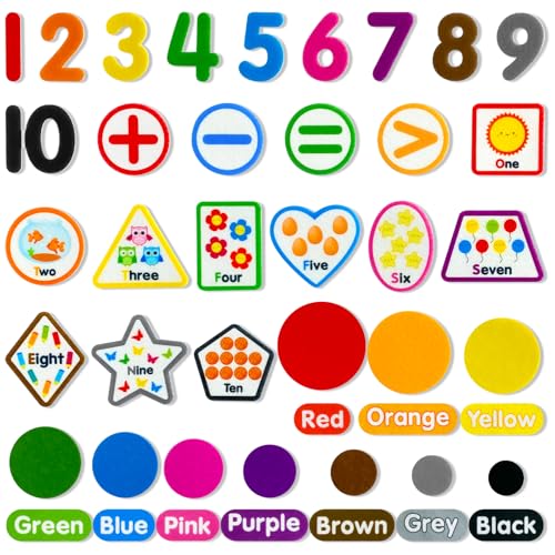 PENGFULL Felt Learning Numbers,44 Felt Flannel Board Pieces,Math Addition and Subtraction Colors Learning for Kindergarten,Preschool,Toddlers