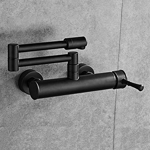 Robinet de cuisine mitigeur mural pivotant noir pour évier eau chaude froide
