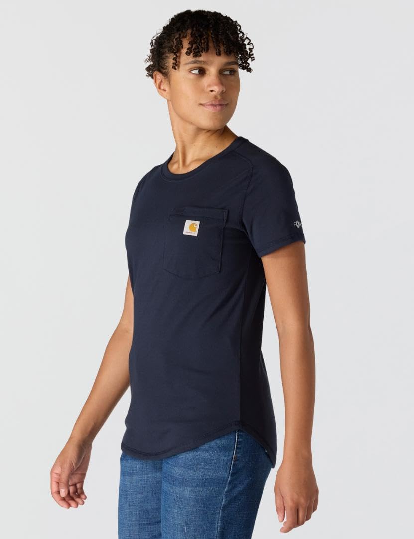 Carhartt Women's Force Relaxed Fit Midweight Pocket T-shirt, Navy, Large - Image 2