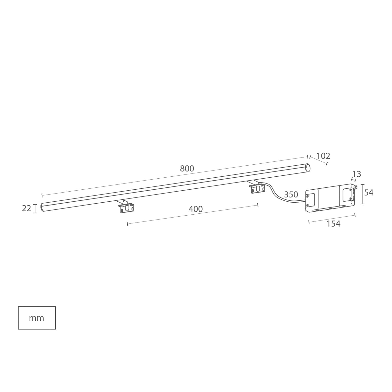 Aplike - Applique LED pour Miroir de Salle de Bain - Lumière Blanche Froide (5700K) - 10.2 x 2.2 x 49.6cm | Modèle Cassiopée