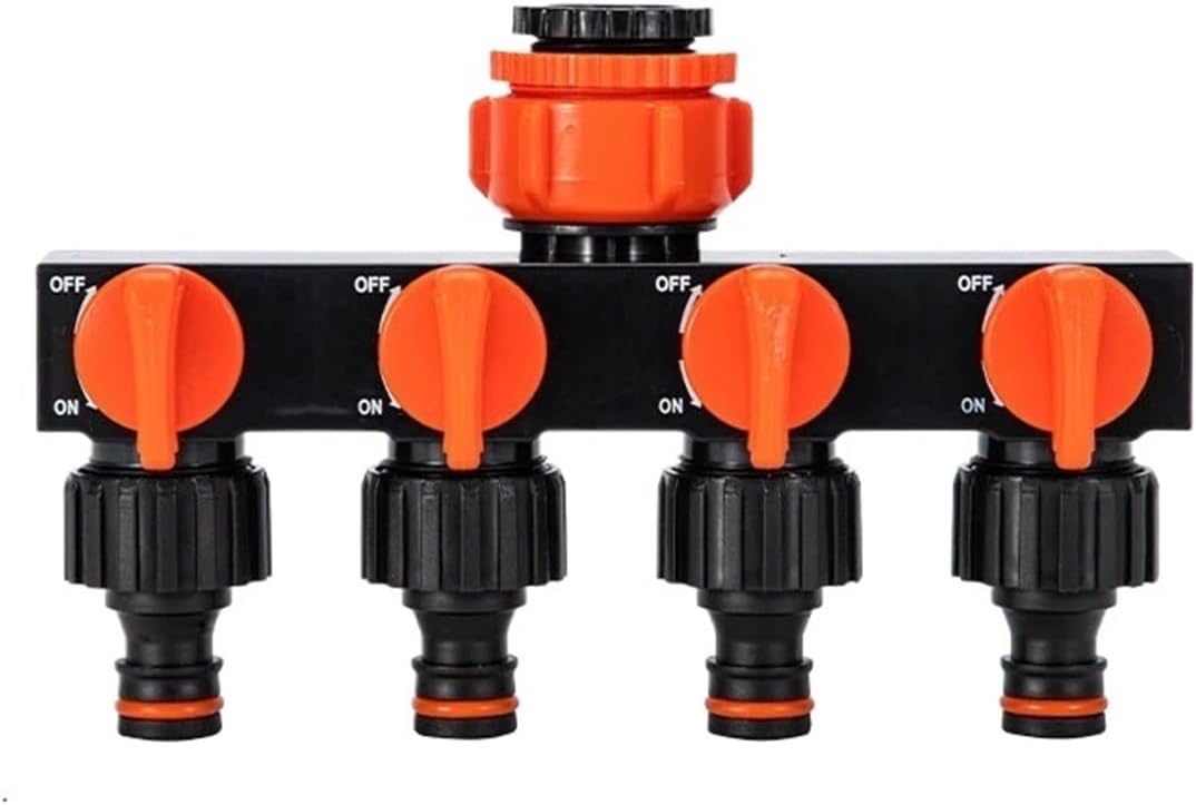 Faucet Connector Garden Accessories Water Distributor 4 Way Watering Supplies Irrigation Fittings Tool Hose Splitter System Home(Orange)