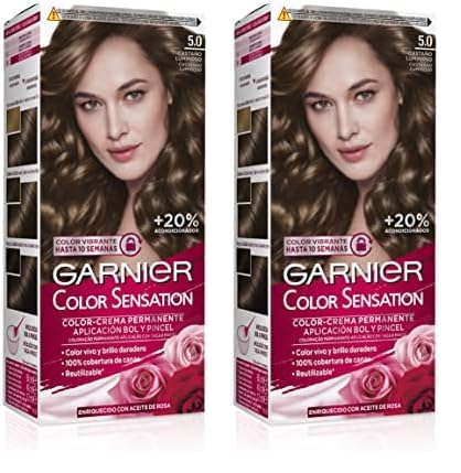 Garnier Color Sensation Coloración nº5.0 Castaño Luminoso de Garnier (Paquete de 2)