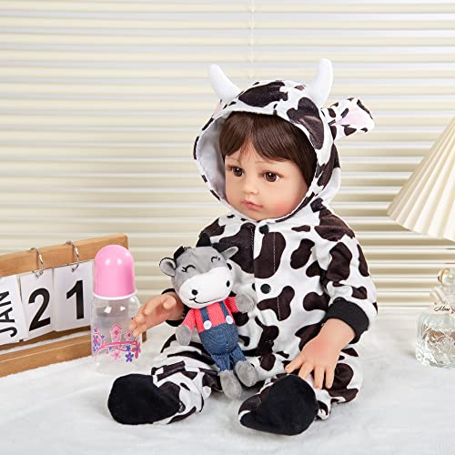 Brastoy Bebê Reborn Boneca Pintada Silicone Realistic Menina E Menino Original (48cm Vaquinha Menina
