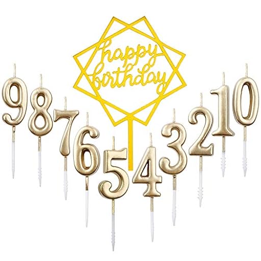 10 velas de cumpleaños número 0-9 + 1 carta de feliz cumpleaños con purpurina para decoración de pasteles, número de velas digitales para fiestas de cumpleaños, bodas | Ya disponible en tu tienda friki favorita! En mundofriki.es!