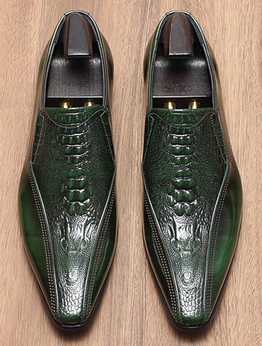 Santimon Mens Leather Slip-On Loafers | Pointed Toe Crocodile Texture Business Casual Dress Shoes| Breathable Comfort Office Penny Loafers3