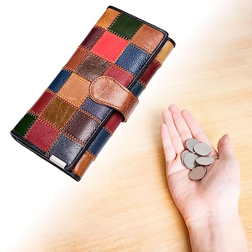 Women Long Wallet Clutch Card Case Fashion Color Matching Lightweight Multicoloured Card Holder PU Leather Ladies Purse Gift for Work, style C3